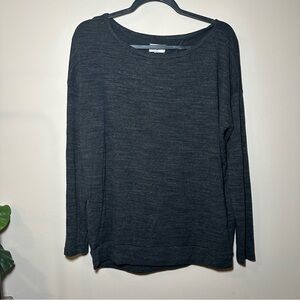 Lou & Grey Signaturesoft Charcoal Knit Open Back Long Sleeve Top Size Large